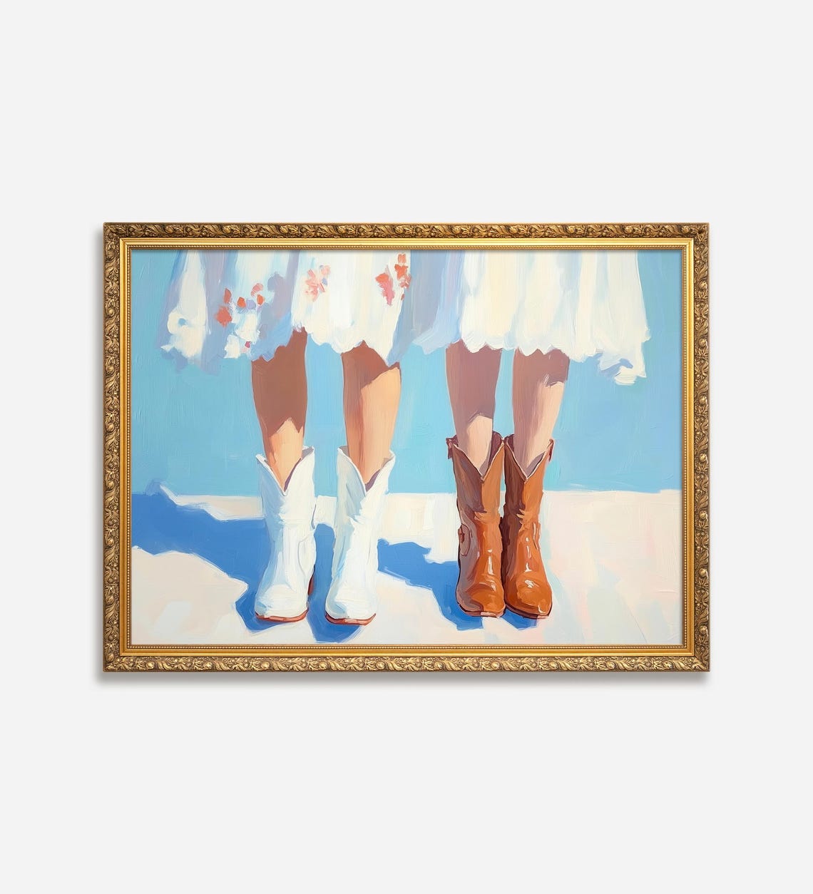Coastal Cowgirl Poster Print Trendy Boots Decor Preppy Cowgirl Dorm Room Art Girly Aesthetic In Blue And Pink - Image 2