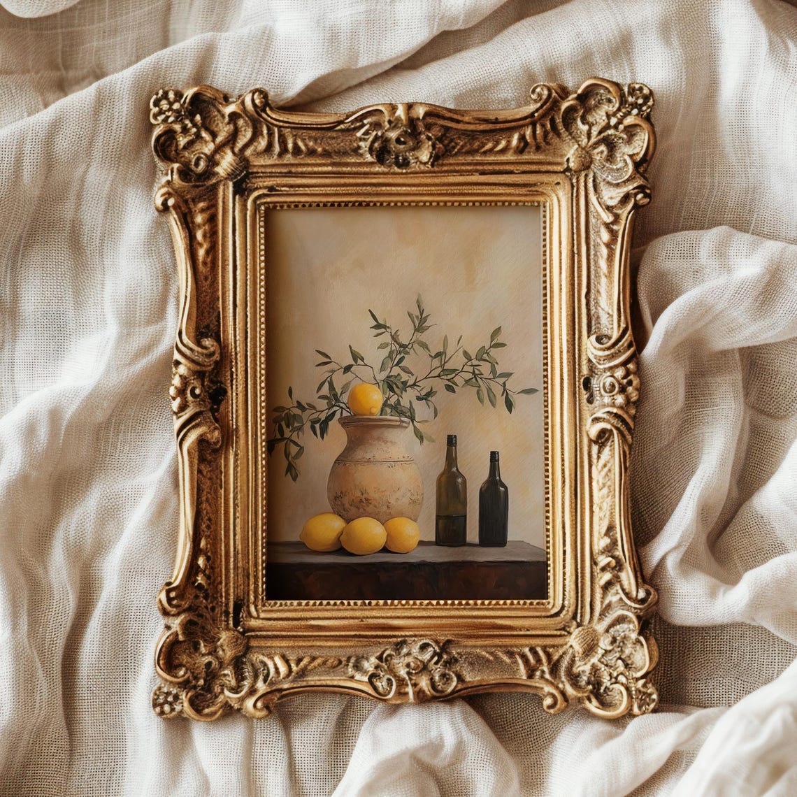 Lemons Terracotta Vase Rustic Fruit Still Life Vintage Poster - Image 2