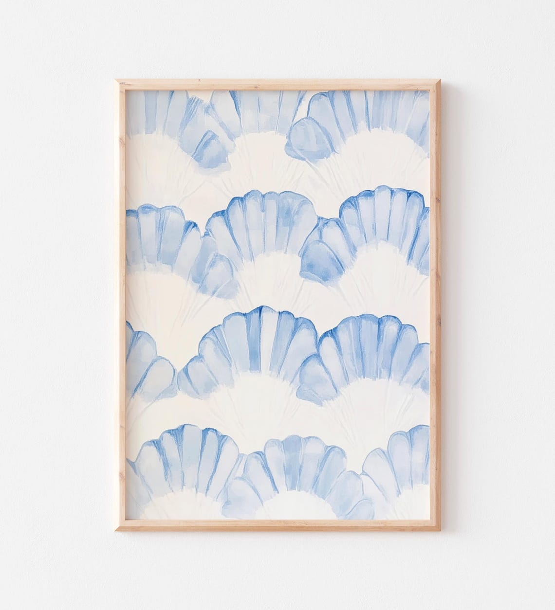 Blue Scallop Shell Pattern Watercolor Coastal Abstract Poster - Image 2