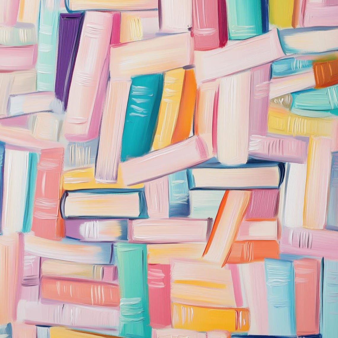 Abstract Colorful Bookshelf Painting Book Lover Library Art Print - Image 2
