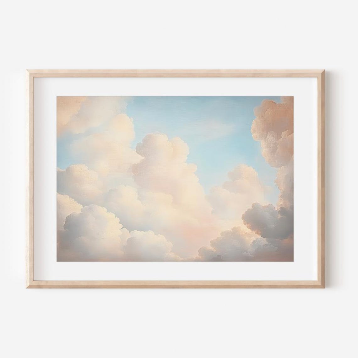 Dreamy White Clouds Blue Sky Cloudscape Painting Serene Wall Poster - Image 2