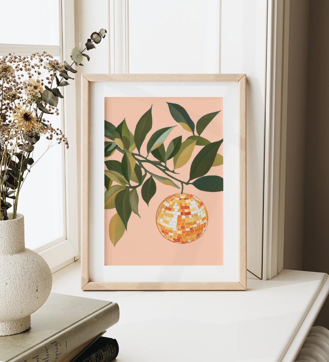 Funky Orange Disco Ball Citrus Fruit Retro Bar Cart Decor Poster - Image 3