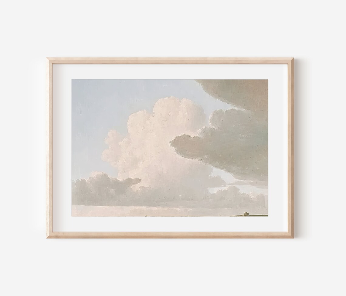 Vintage Sky Clouds Painting Gallery Landscape Art French Countryside Print Muted Oil Painting Wall Art Art Print - Image 3
