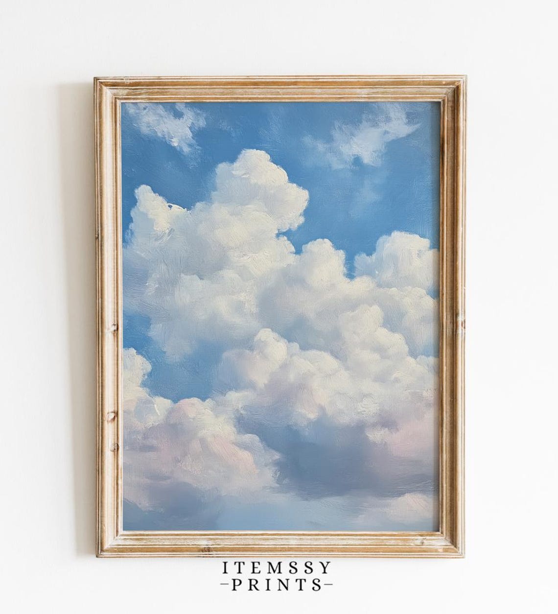 Cloudscape Wall Art Modern Wall Decor White Cloud Poster Vertical Surreal Sky Art Print For Home Decor