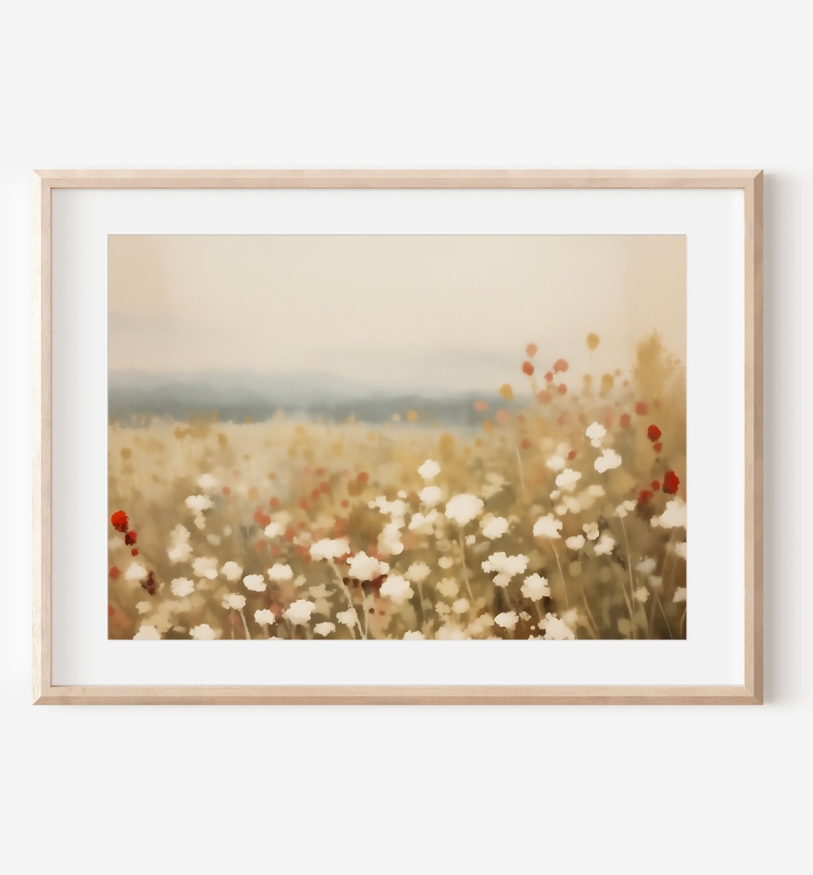 Soft Focus Wildflower Meadow White Blooms Golden Field Art Poster - Image 2