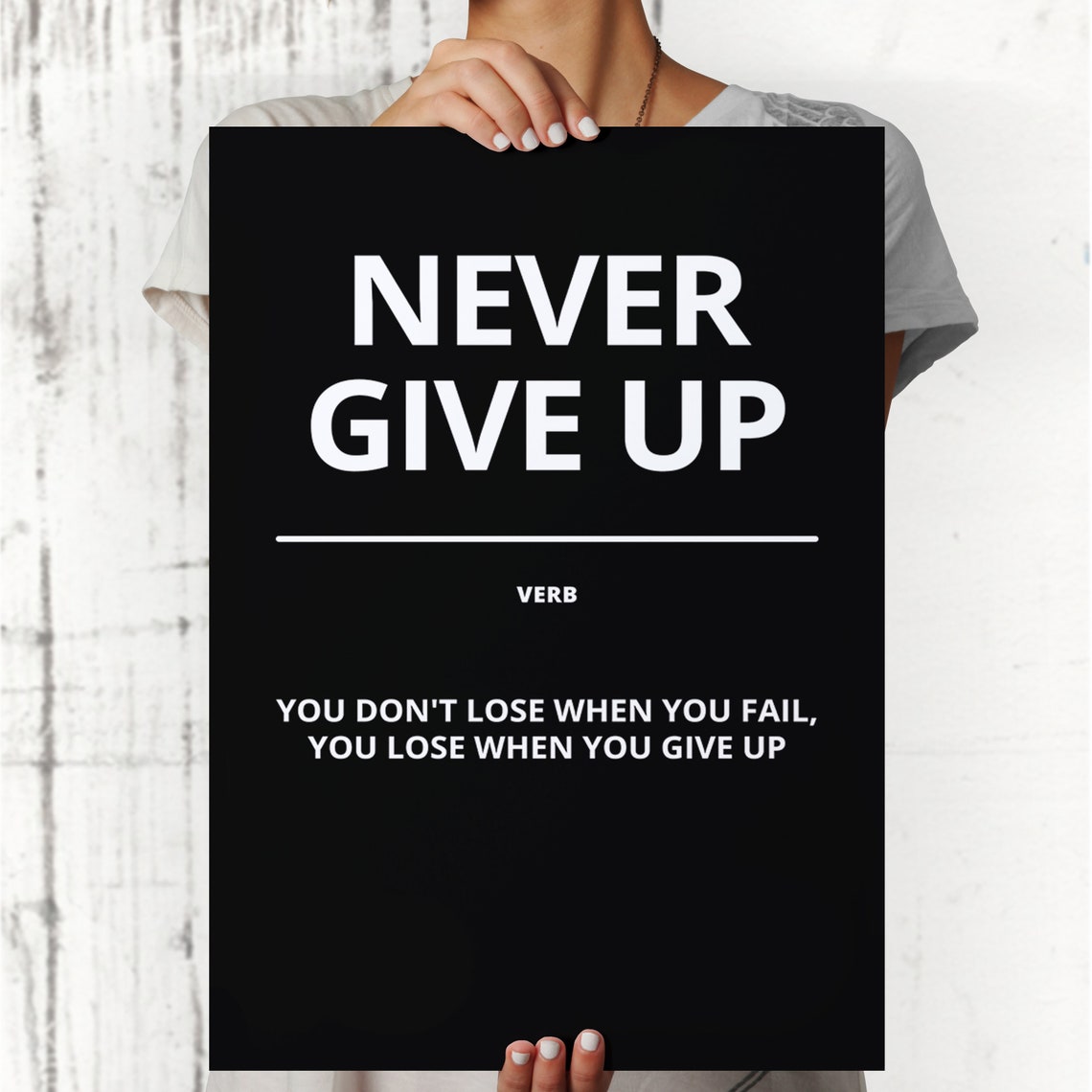Never Give Up Bold Black Dictionary Definition Motivational Poster - Image 3