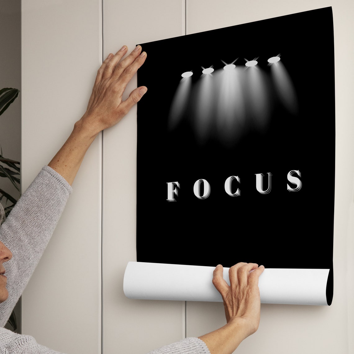 Focus Spotlight Serif Lettering Dramatic Black Elegant Poster - Image 2