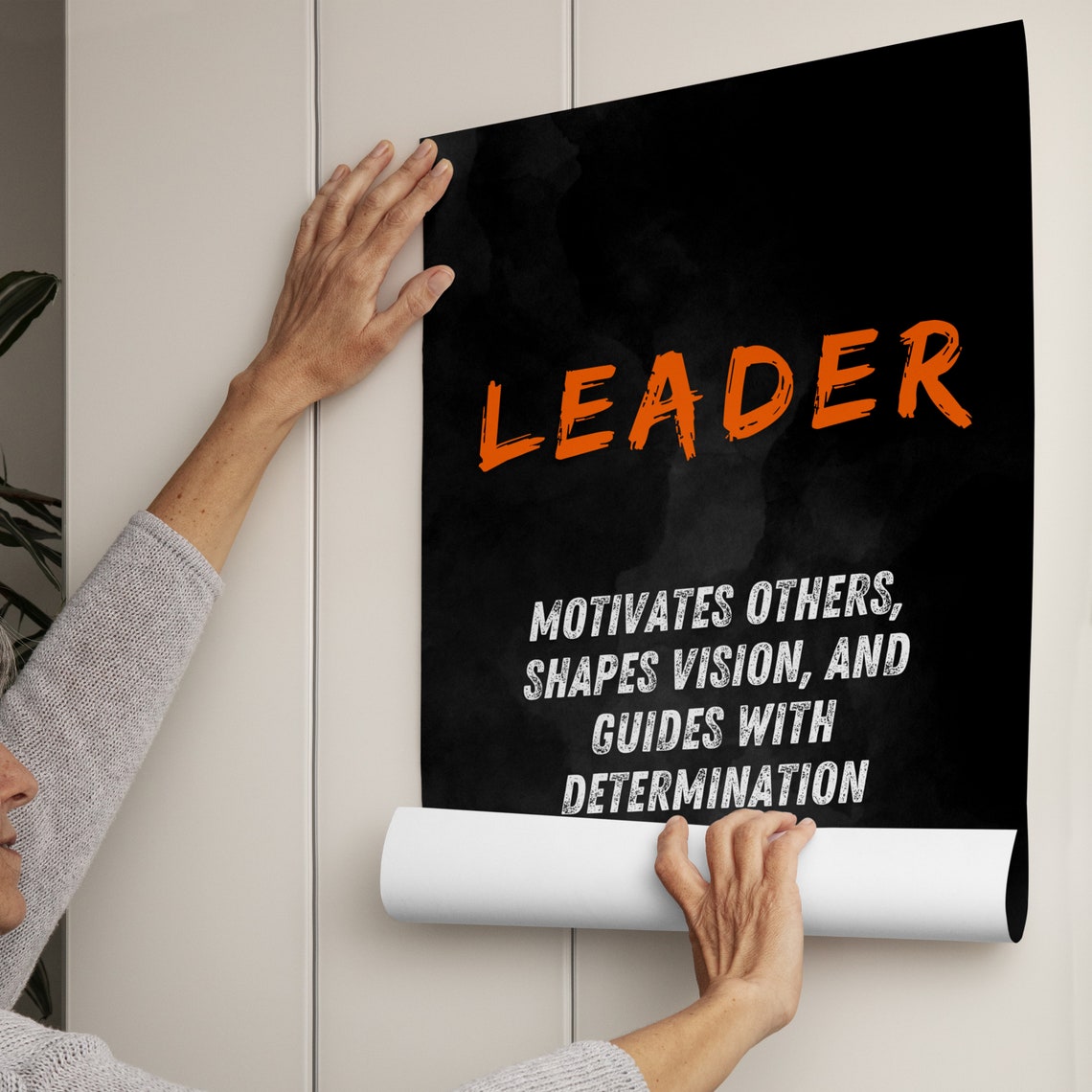 Leader Orange Brushstroke Dictionary Definition Motivational Poster - Image 3