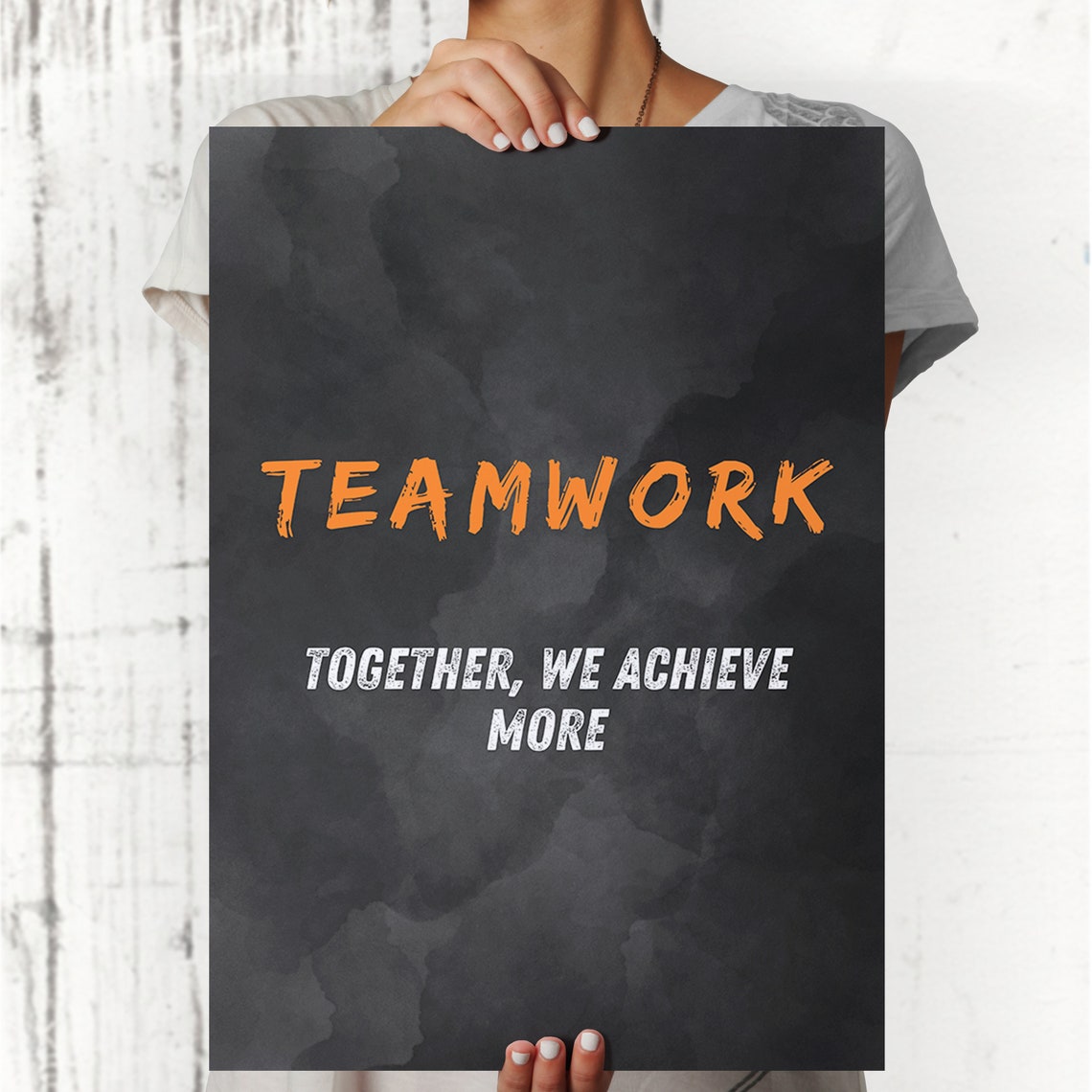 Teamwork Orange Brushstroke Dictionary Definition Motivational Poster - Image 4