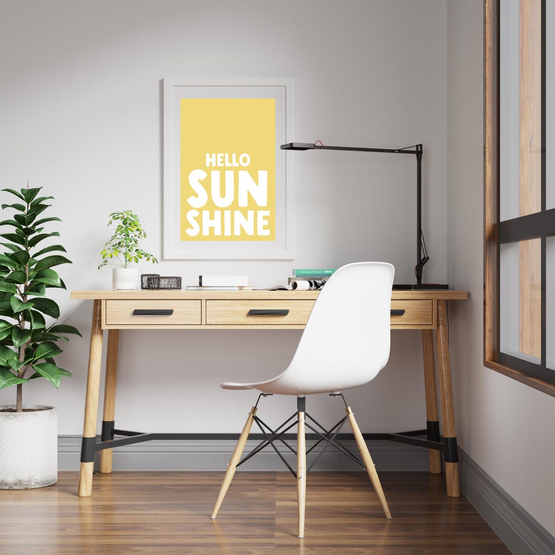 Hello Sunshine Bold Yellow White Typography Positive Happy Poster Art - Image 4