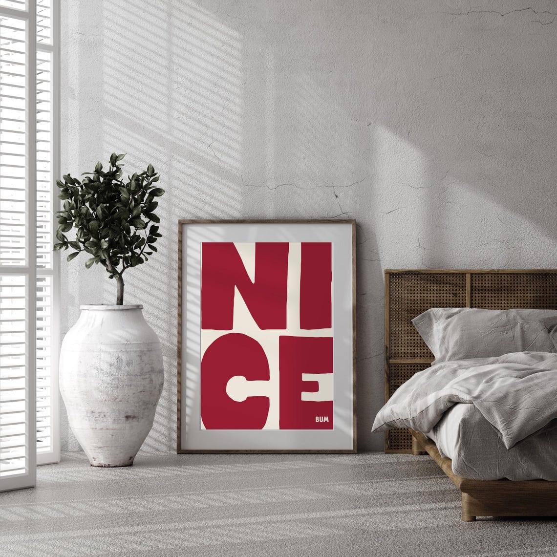 Nice Bum Funny Bold Red Cream Typography Cheeky Quote Poster Decor - Image 3