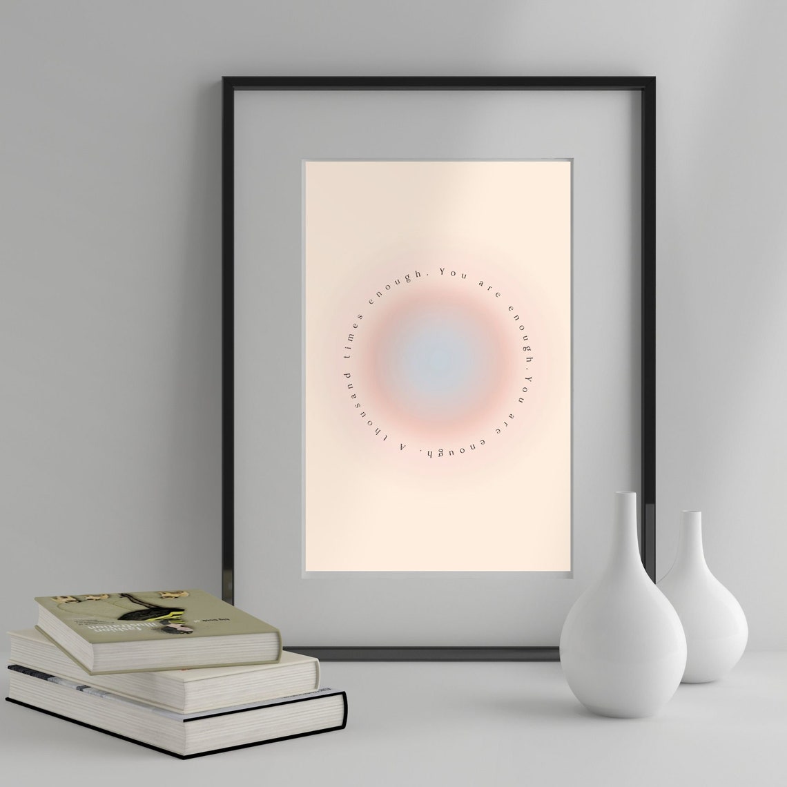 You Are Enough Circular Text Pink Aura Self Love Affirmation Poster - Image 4