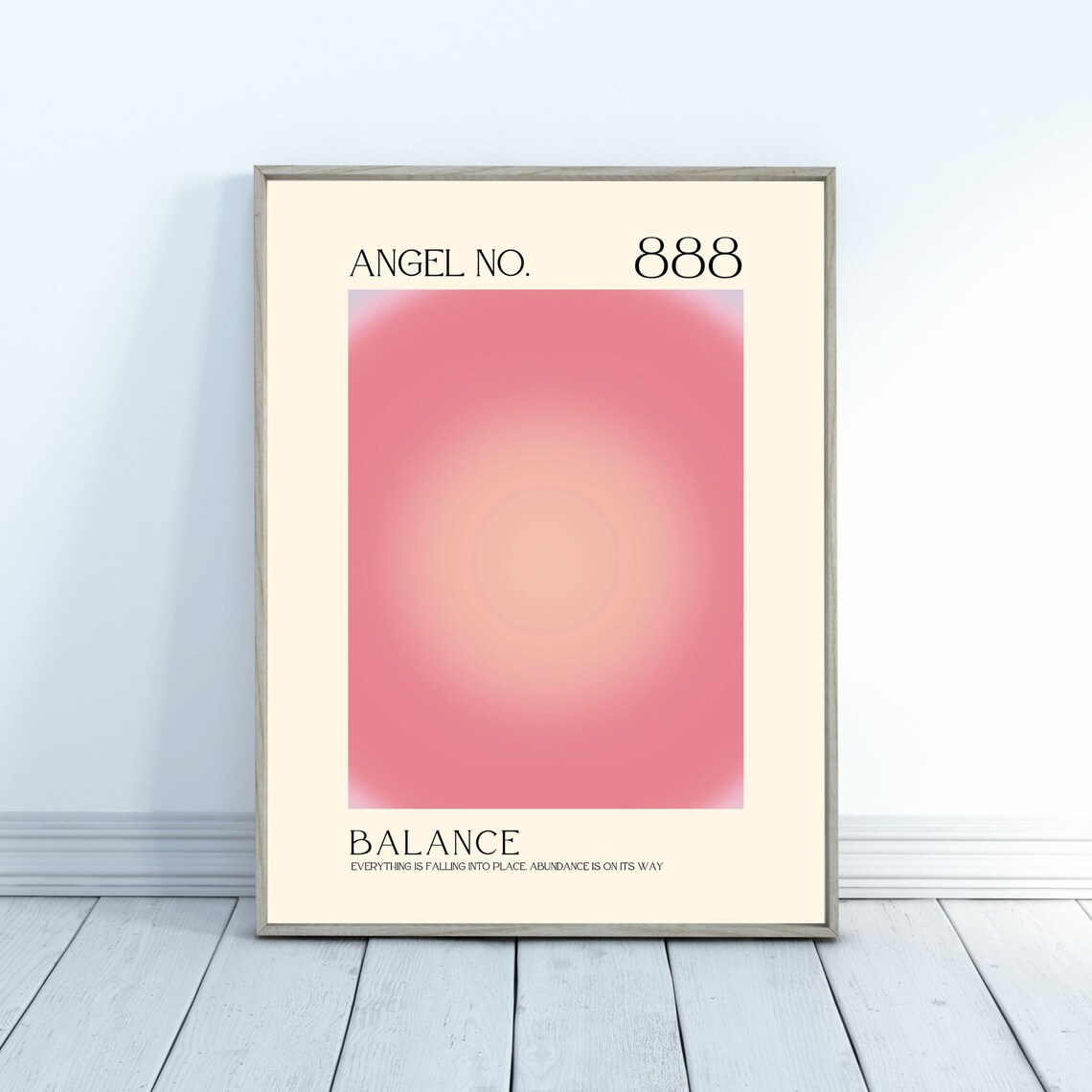 Angel No 888 Balance Abundance Pink Aura Circle Spiritual Poster