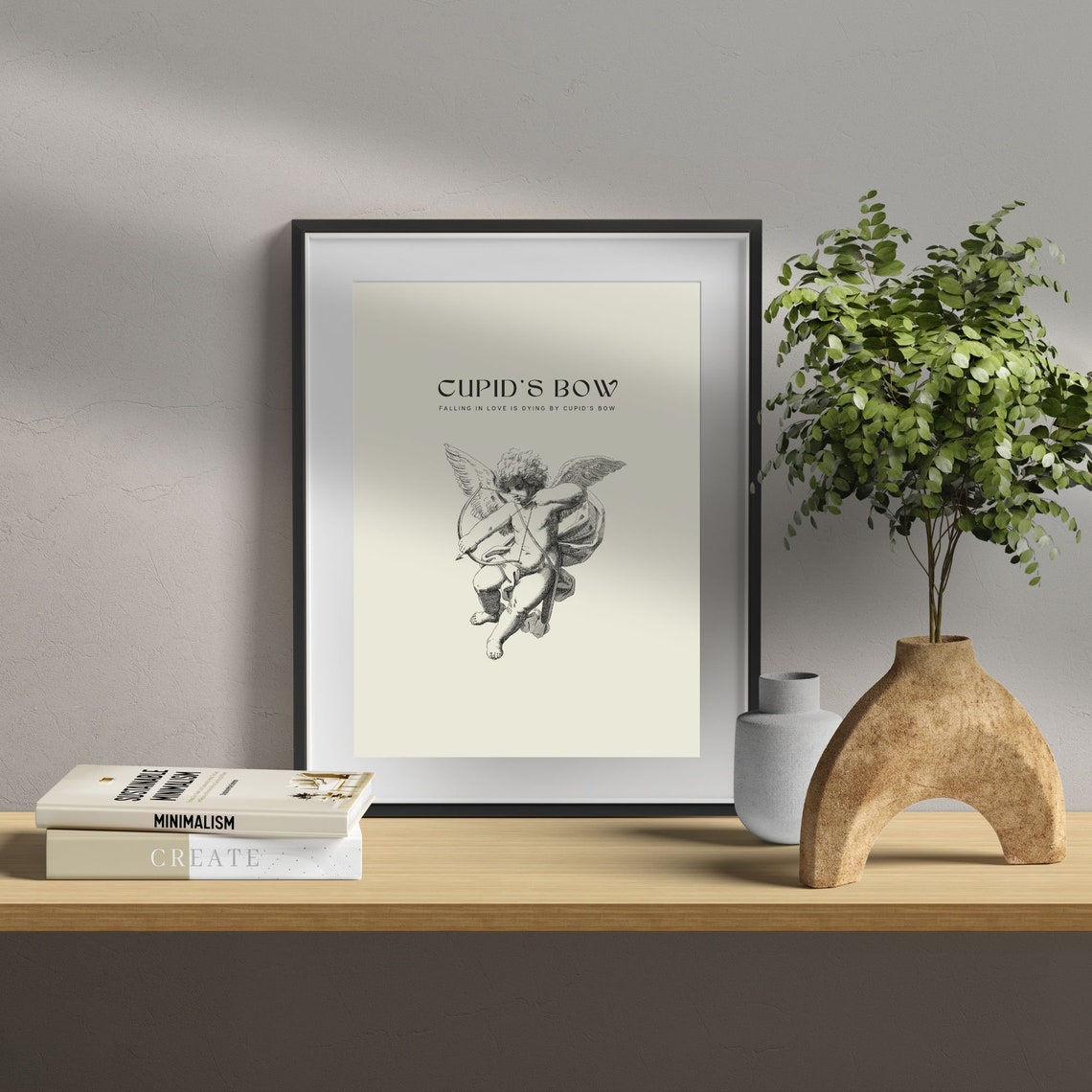 Cupids Bow Vintage Engraving Romantic Love Cherub Drawing Poster - Image 2