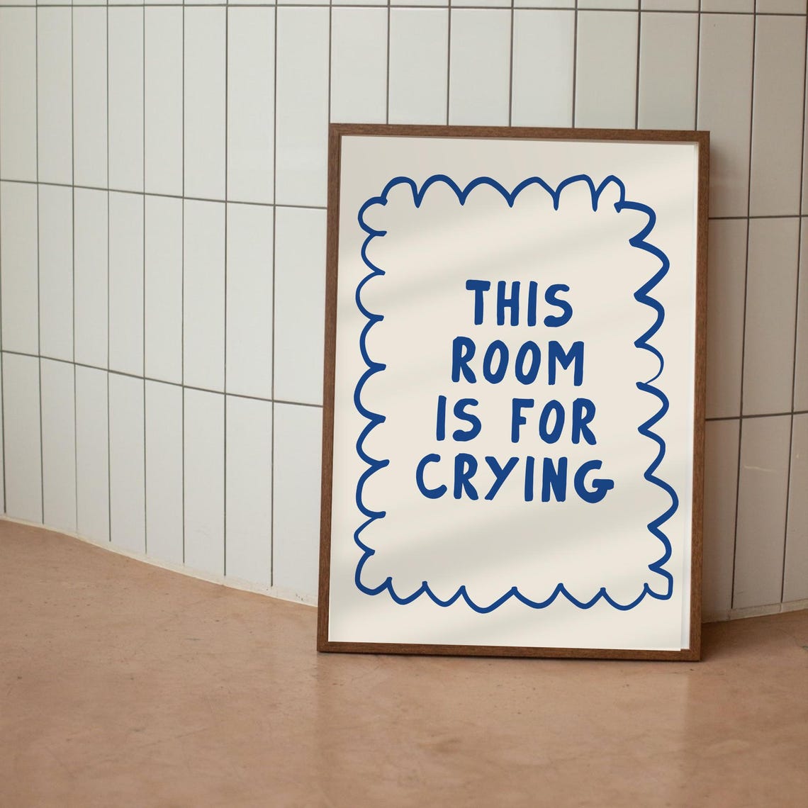 This Room Is for Crying Funny Blue Wavy Quote Bathroom Poster - Image 4
