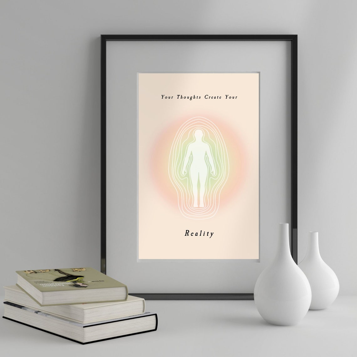 Your Thoughts Create Your Reality Aura Silhouette Mindfulness Poster - Image 4