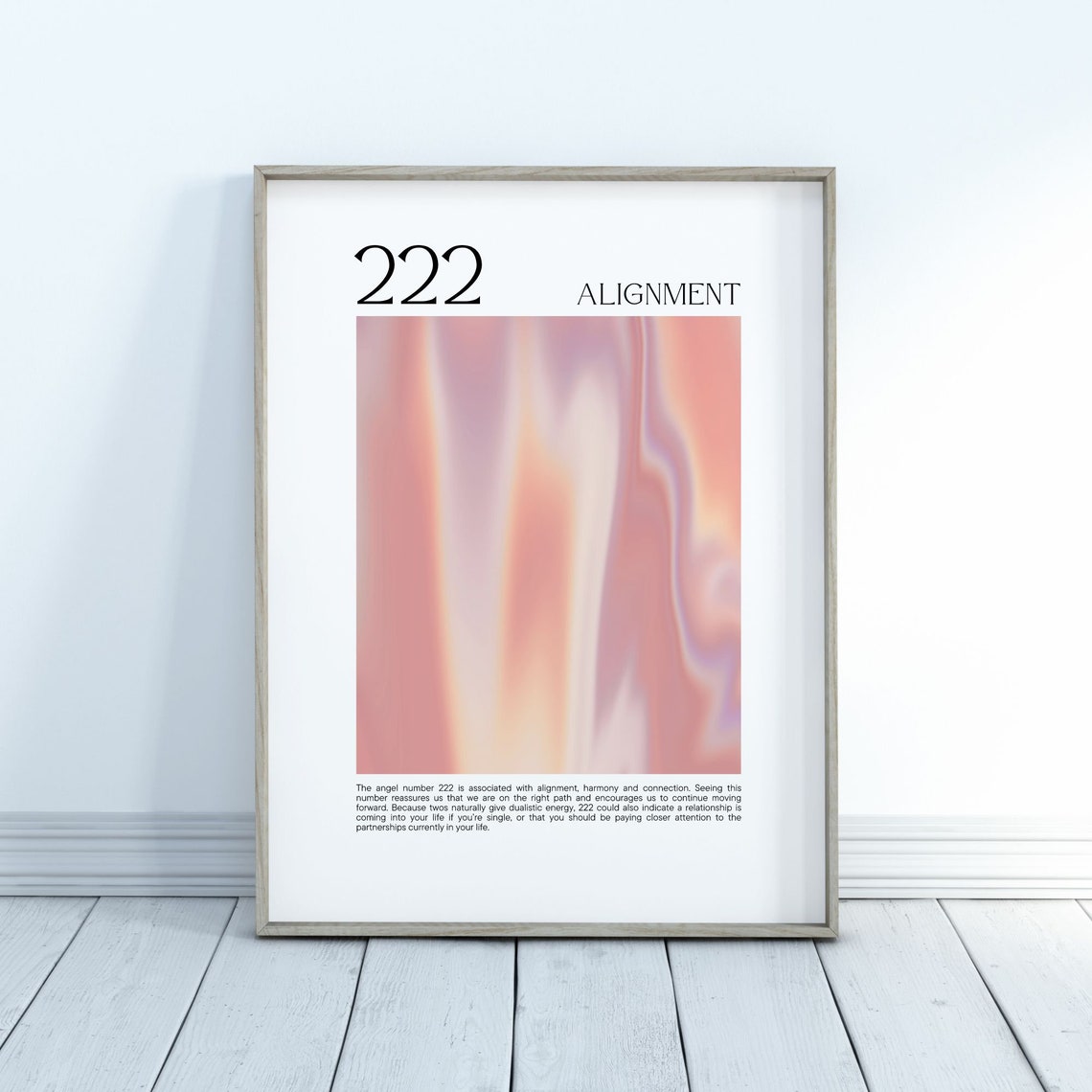 Angel Number 222 Alignment Pink Aura Gradient Spiritual Poster - Image 4
