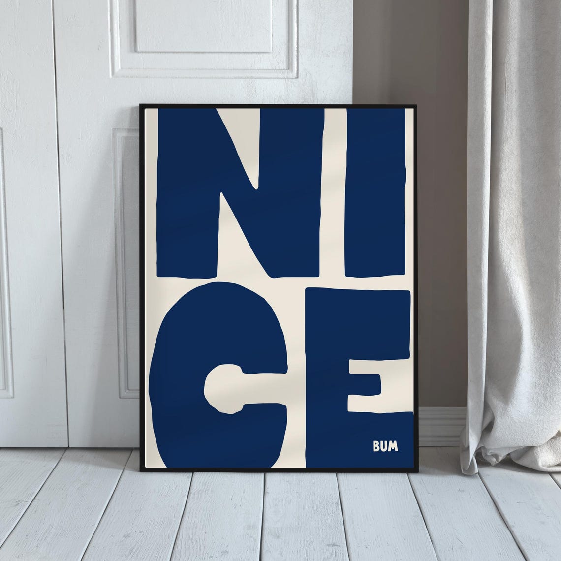 Nice Bum Cheeky Bold Navy Typography Funny Retro Quote Art Poster - Image 4