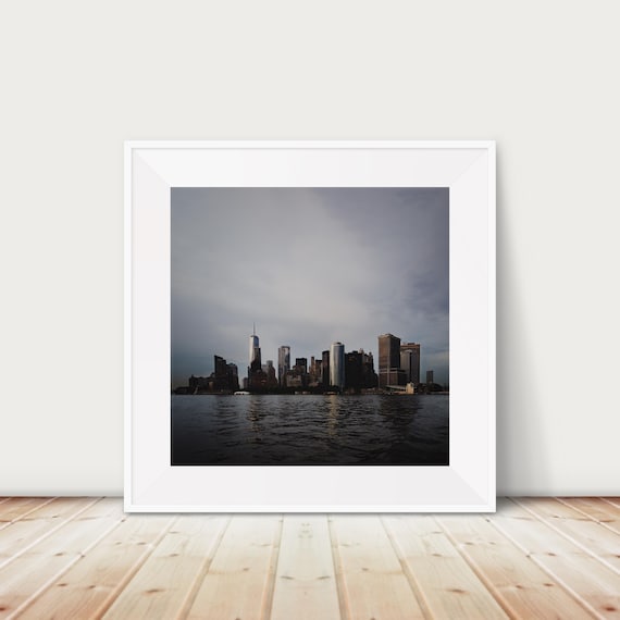 Manhattan Skyline Dark Moody New York City Night Cityscape Print