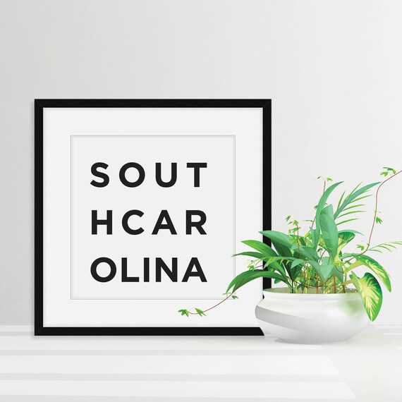 South Carolina Print Home State Wall Art Black And White Wall Decor Minimalist Poster Scandinavian Art South Carolina Wall Art