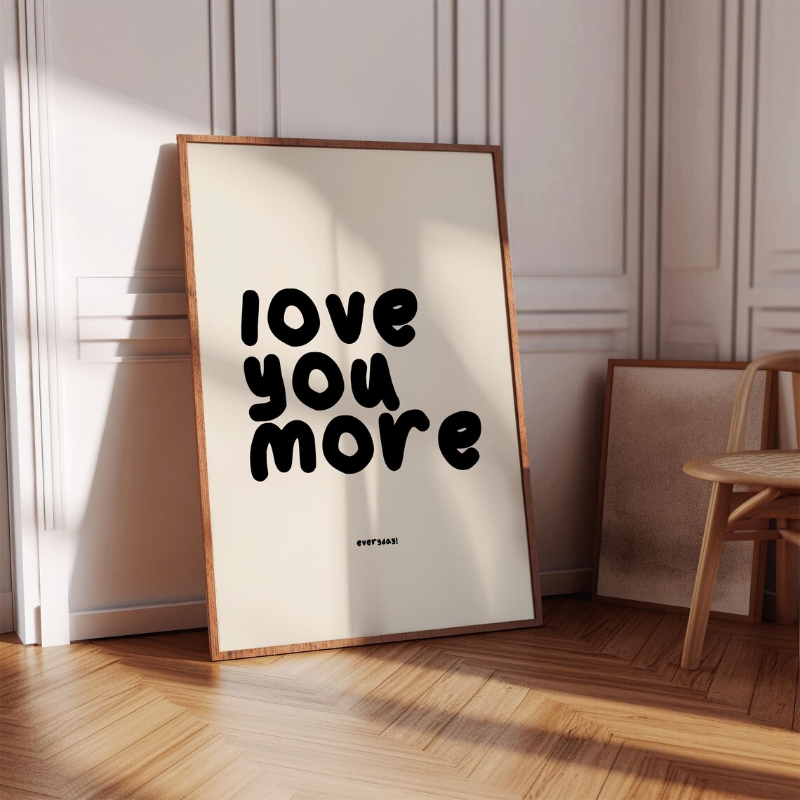 Love You More 80s Black Typography Poster