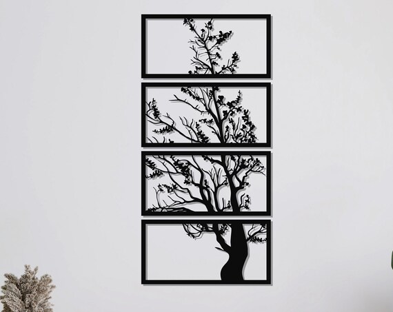 Metal Tree Of Life Decor Tree Wall Art Metal Wall Art Home Office Decoration Unique Gift Idea Wall Hangings Metal Art Work 4 Panel Art