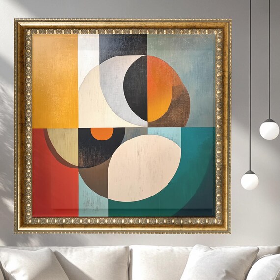 Mid Century Geometric Circles Bauhaus Abstract Modern Wall Art