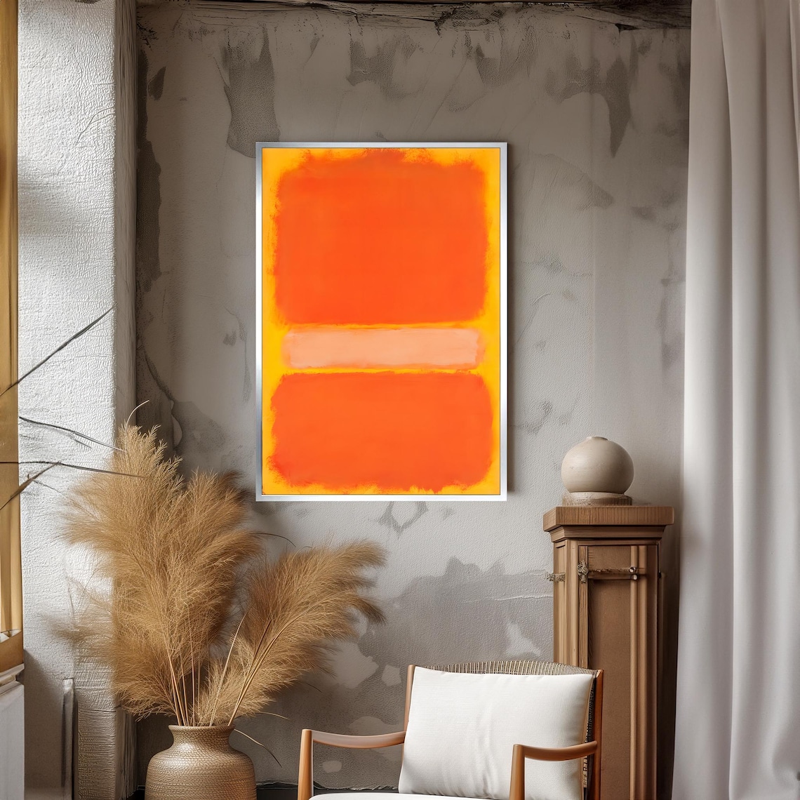 Mark Rothko Style Fiery Orange And Soft Peach Abstract Art Poster - Image 3