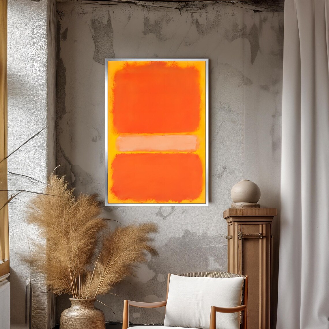 Vibrant Mark Rothko Painting In Fiery Orange And Soft Peach Bold Abstract Art Gift For Modern Spaces - Image 3