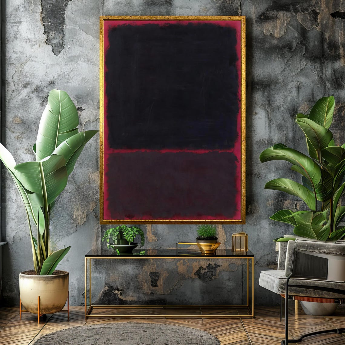 Dark Mark Rothko Painting In Deep Blacks With Subtle Red Accents Bold Abstract Art Gift For Modern Interiors - Image 4