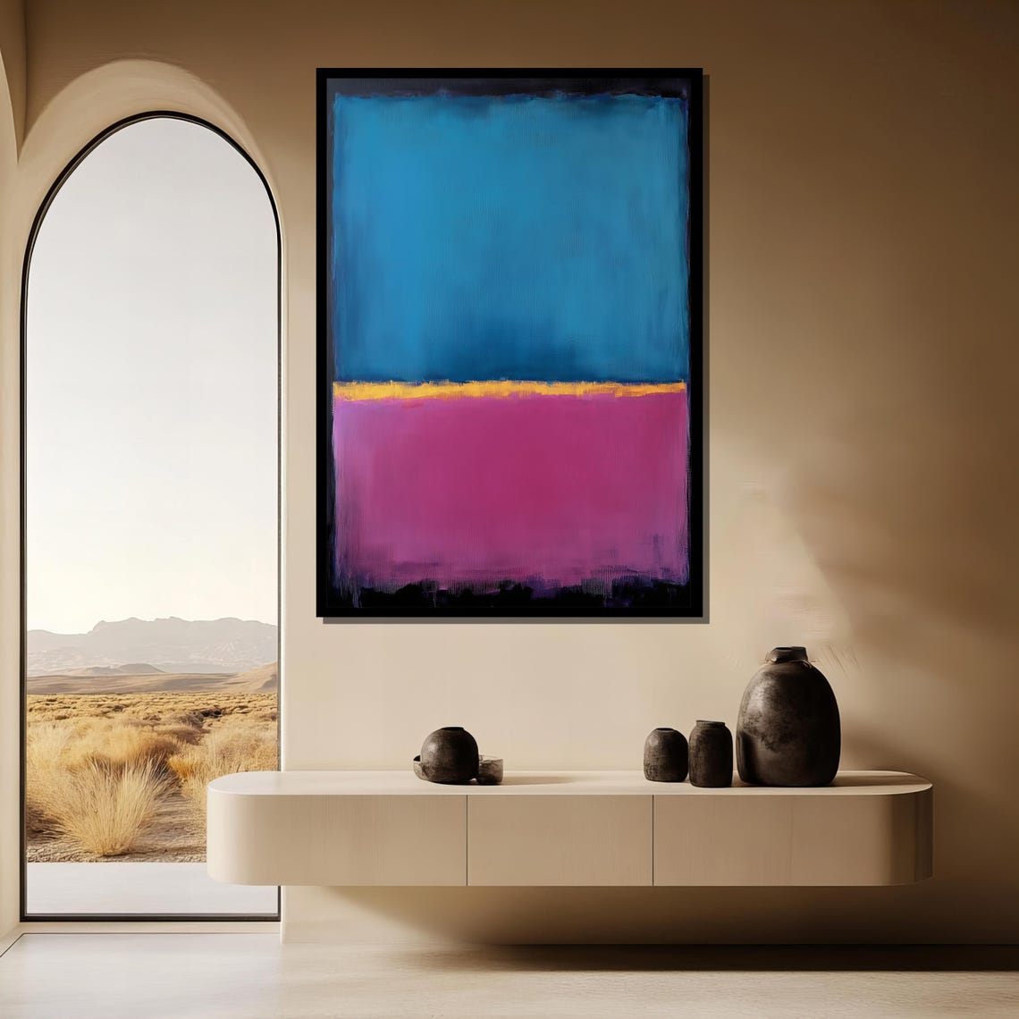 Rothko Style Blue Magenta Gold Bands Color Block Abstract Art Poster - Image 3