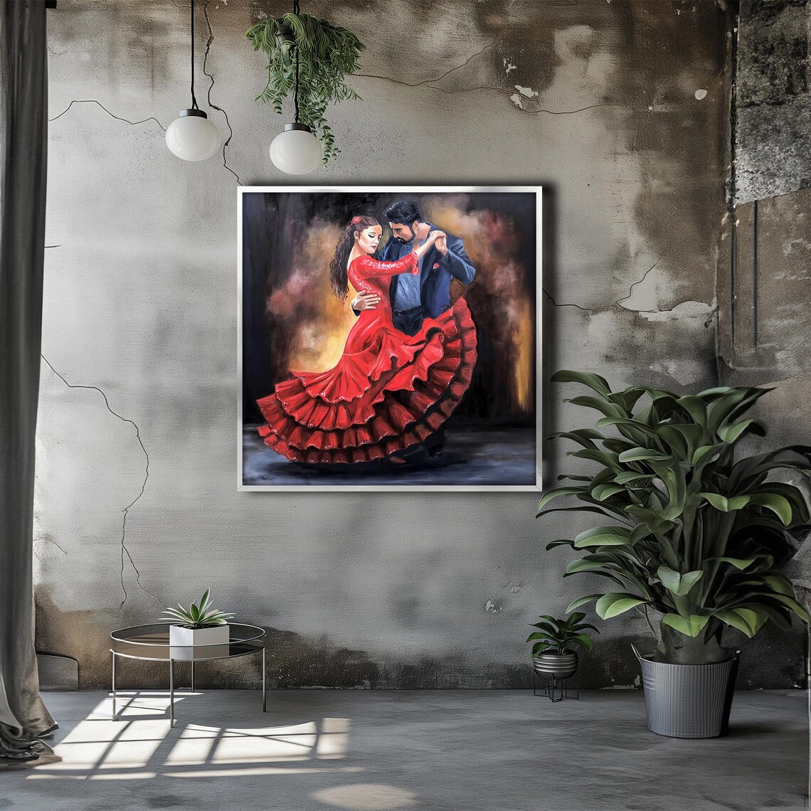 Elegant Flamenco Dance Couple Red Ruffled Dress Motion Poster - Image 3