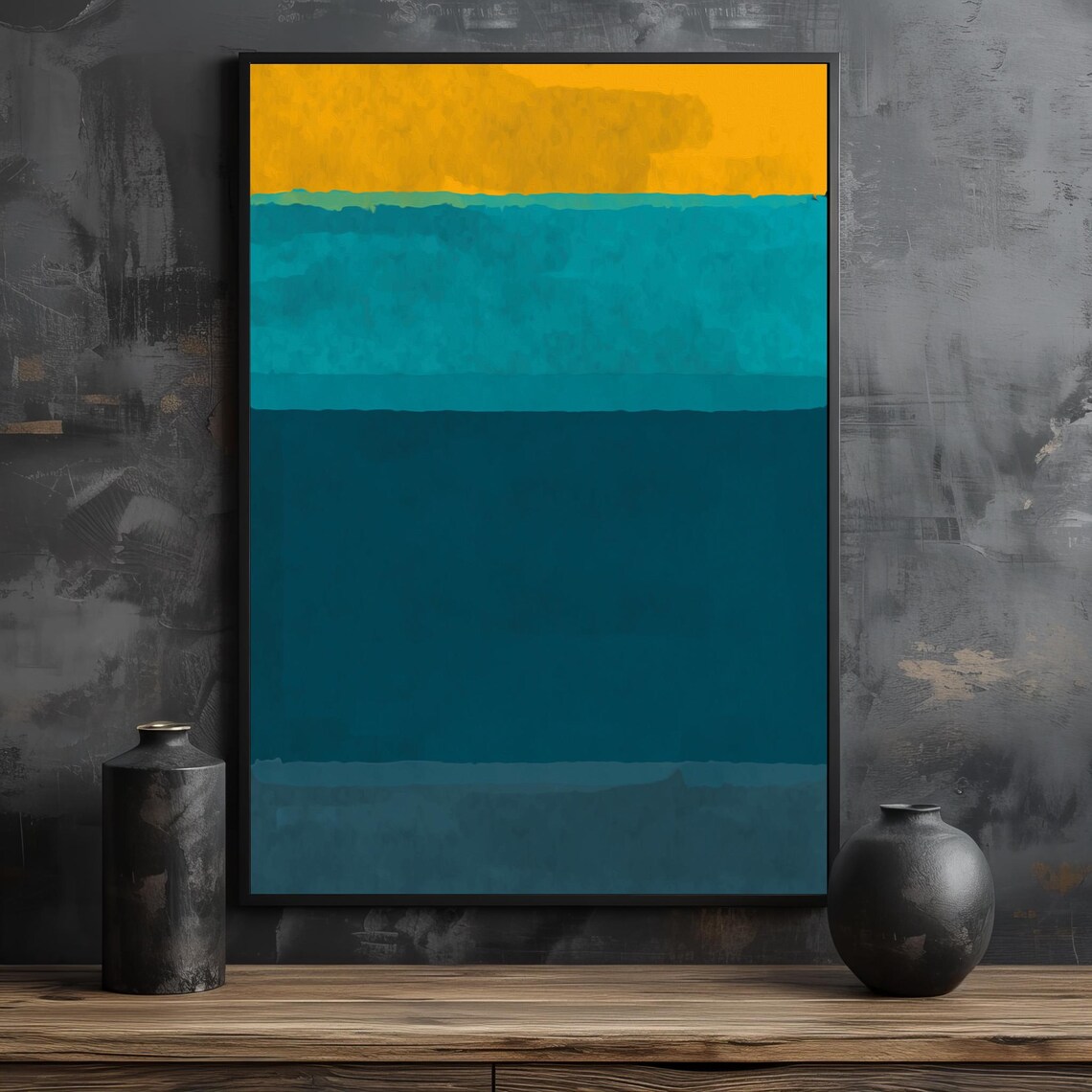 Mark Rothko Style Golden Yellow And Teal Green Abstract Art Poster - Image 2