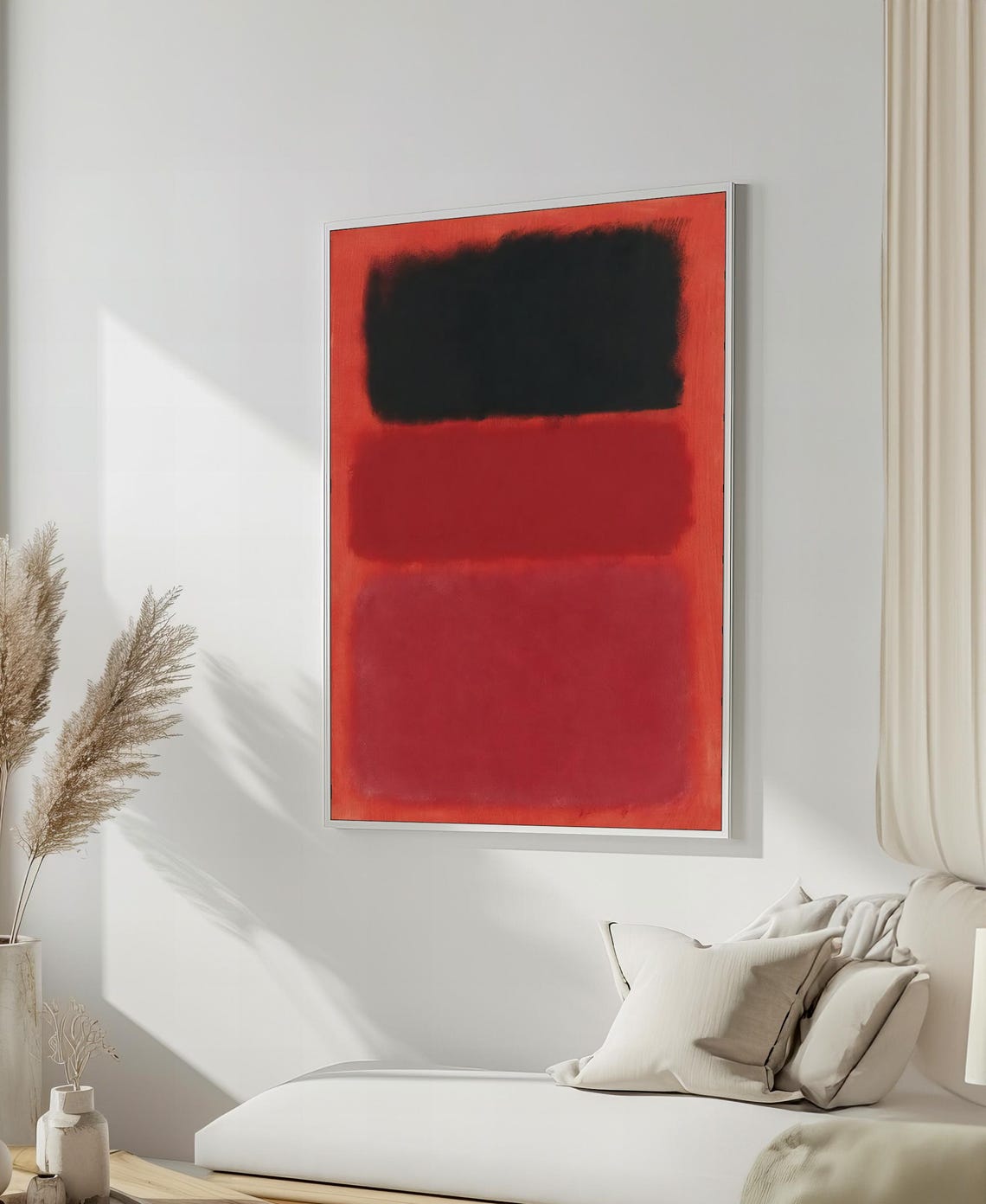 Bold Red Black Abstract Color-Field Striking Modern Art Poster