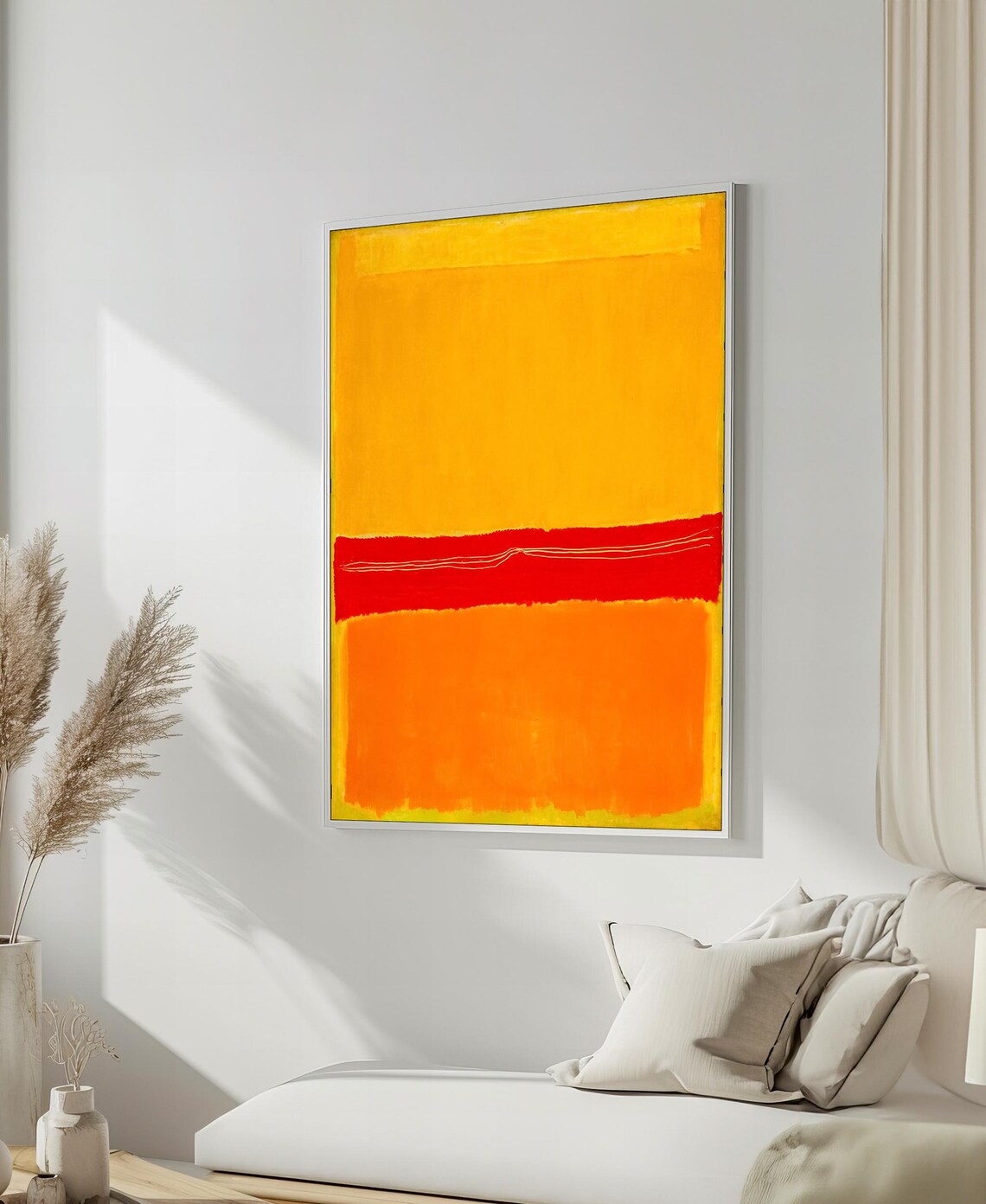 Mark Rothko Style Sunlit Yellow Fiery Red Abstract Art Poster
