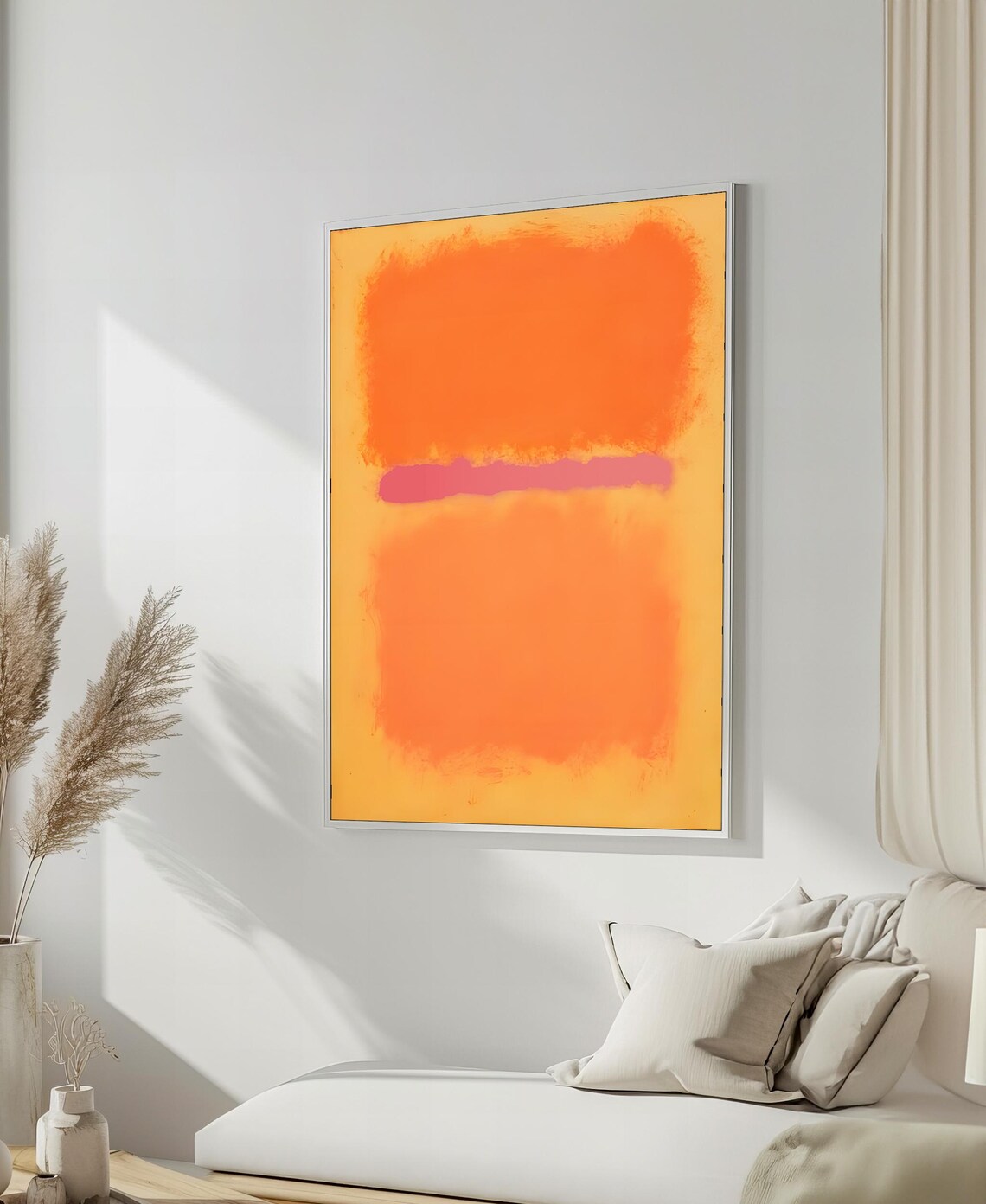 Vibrant Orange Pink Soft Color-Field Abstract Modern Art Poster