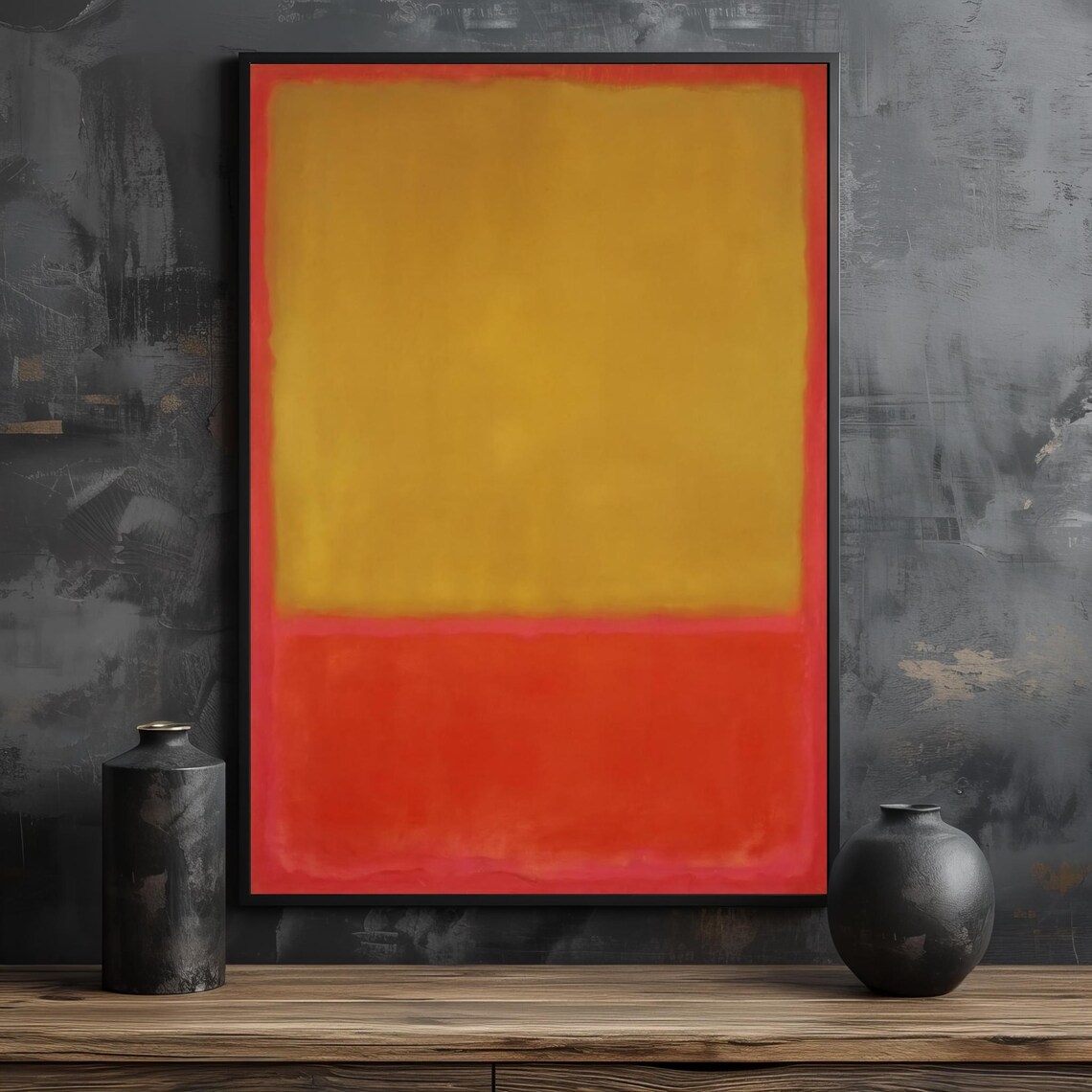 Mark Rothko Style Golden Ochre And Rich Red Abstract Art Poster - Image 2