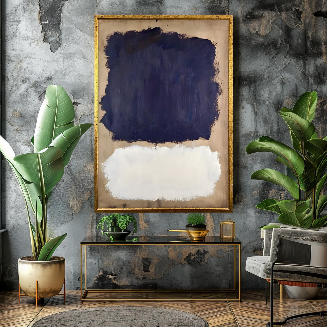 Mark Rothko Painting, Deep Blue And White Abstract - Image 4