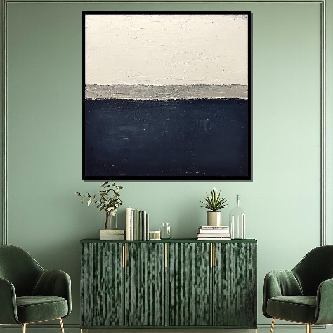 Rothko Style White Gray Navy Bands Color Field Abstract Art Poster - Image 3