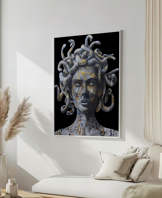 Medusa Marble Effect Snake Hair Goddess Art Print