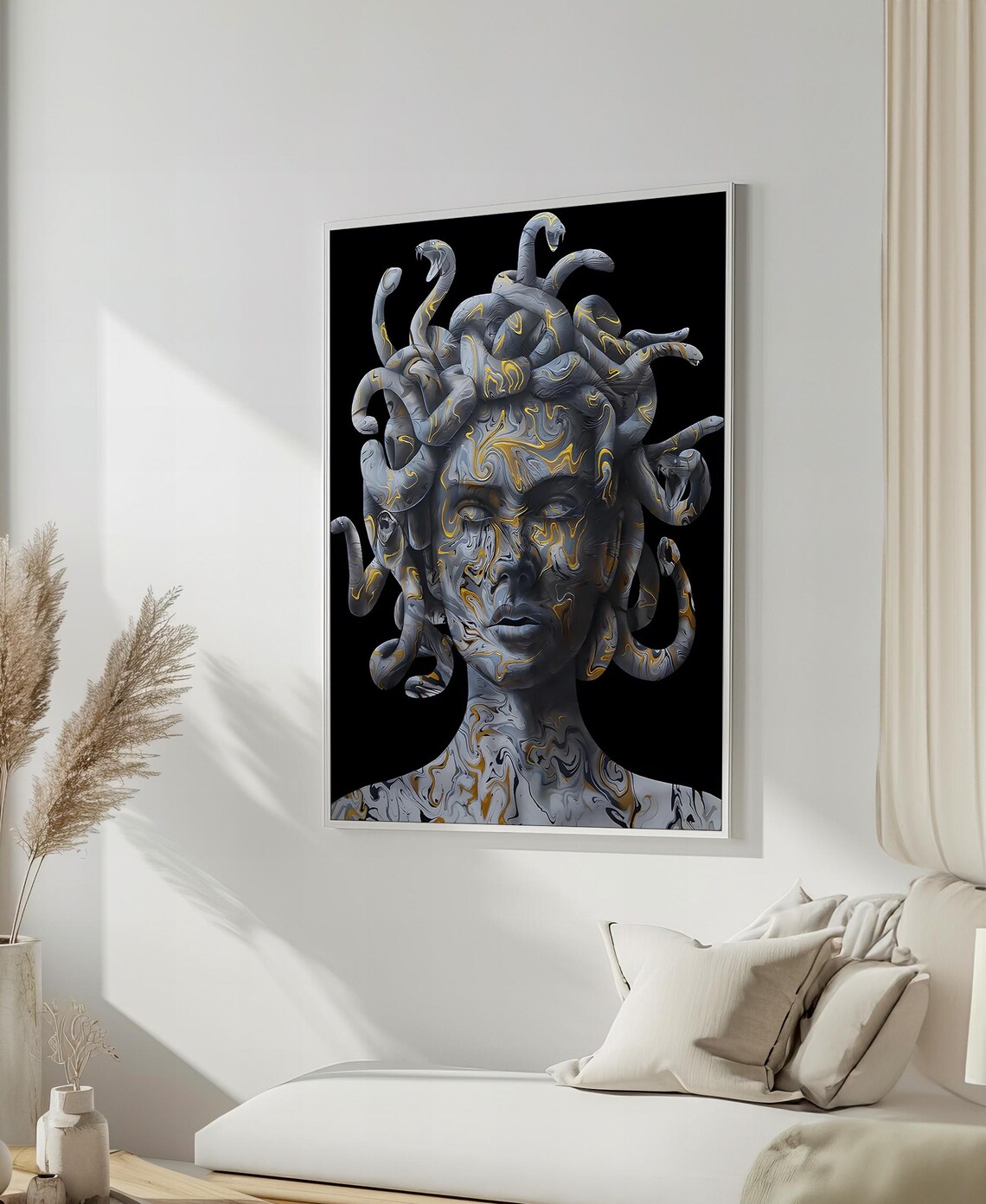 Medusa Marble Effect Snake Hair Goddess Art Print