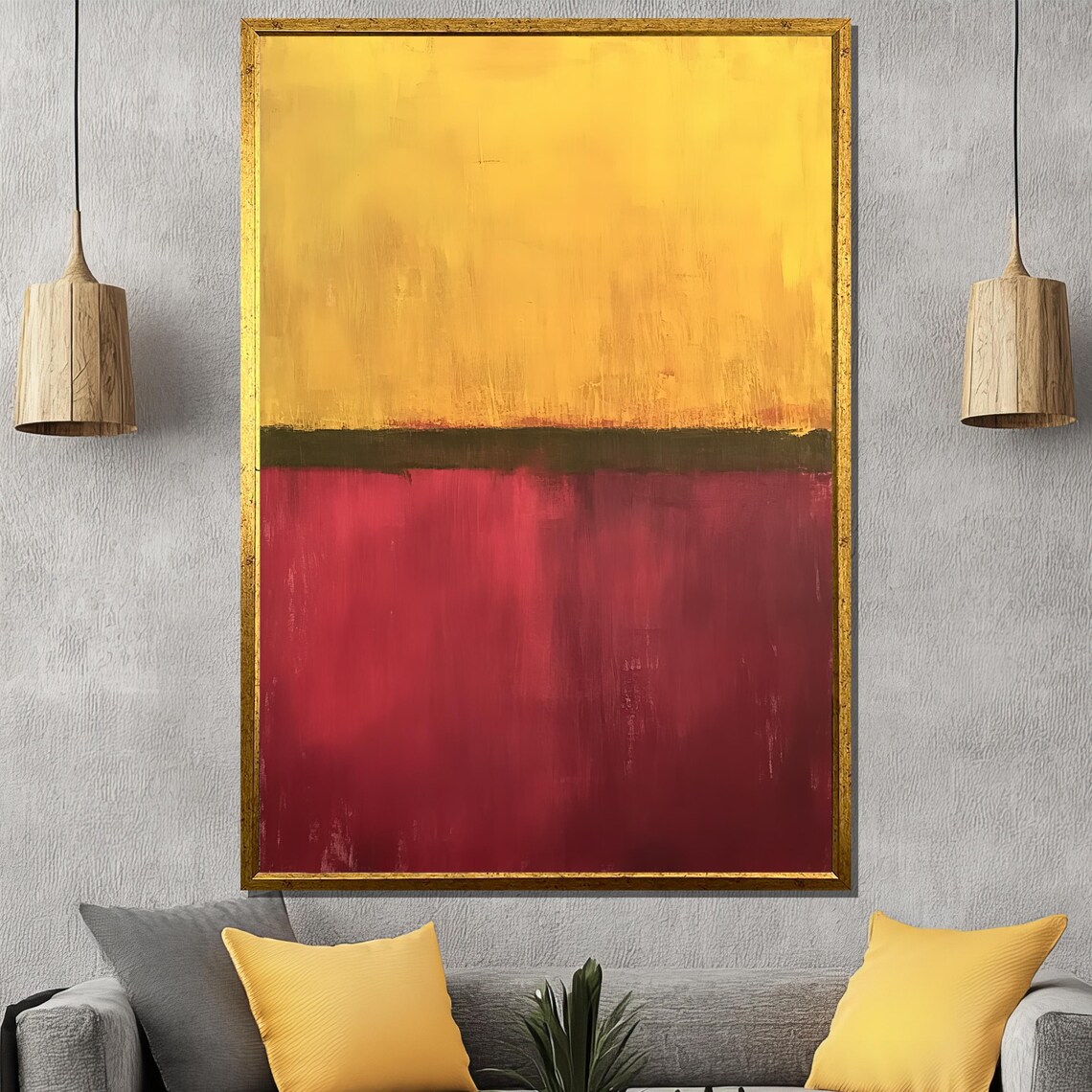 Rothko Style Golden Yellow Red Bands Color Field Abstract Art Poster