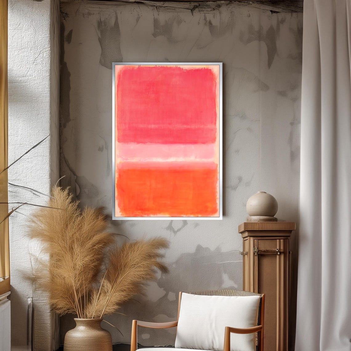 Mark Rothko Style Pink And Warm Orange Abstract Color Field Poster - Image 3