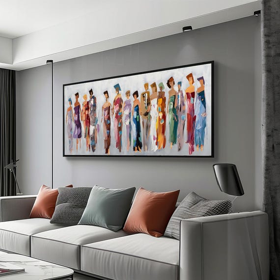 Fashionable Ladies Painting Vibrant Abstract Figures In Bold Colors Modern Art For Stylish And Contemporary Wall Decor