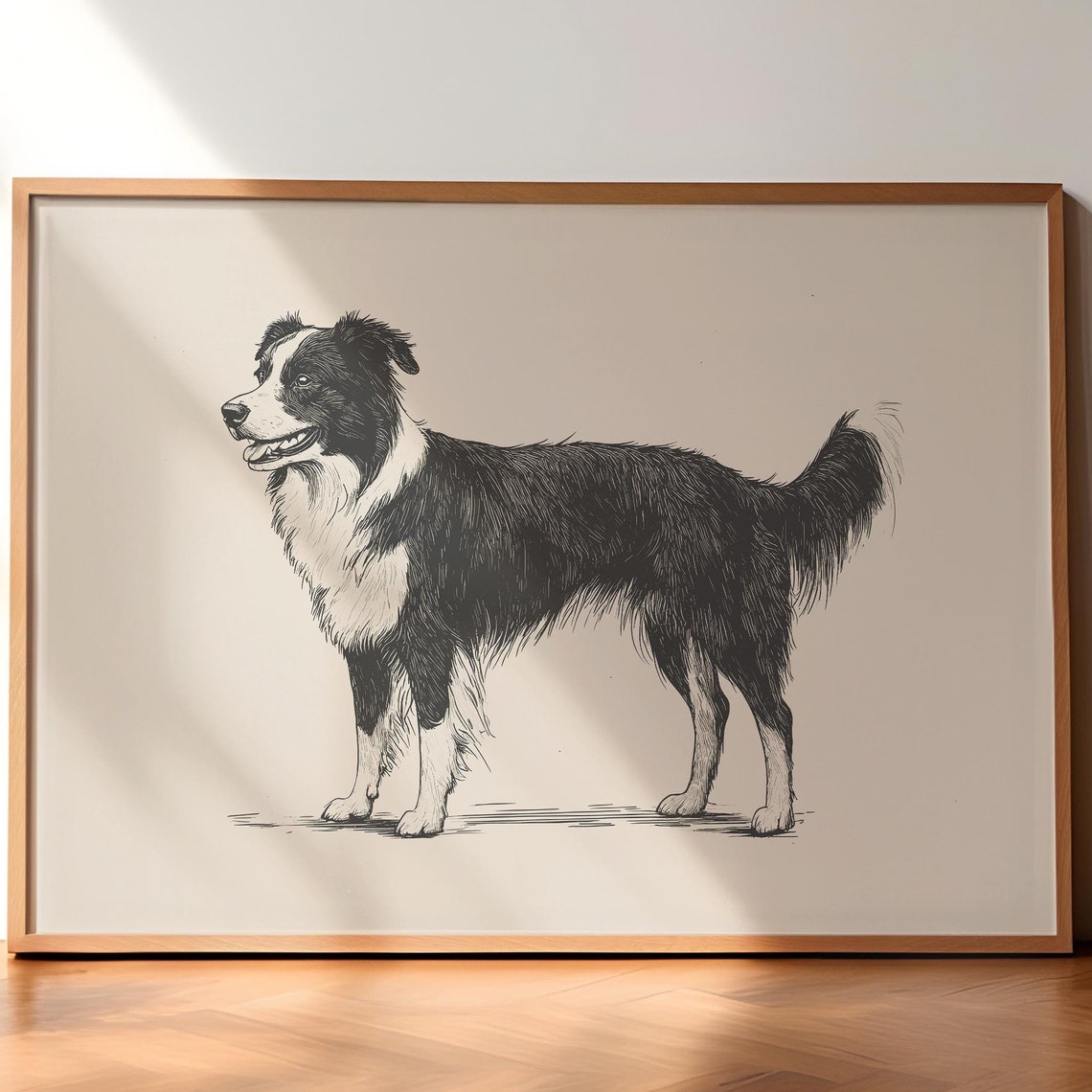 Border Collie Vintage Print Dog Retro Poster Dog Art Antique Vintage Painting Dog Drawing Art Border Collie Illustration Pet Sketch