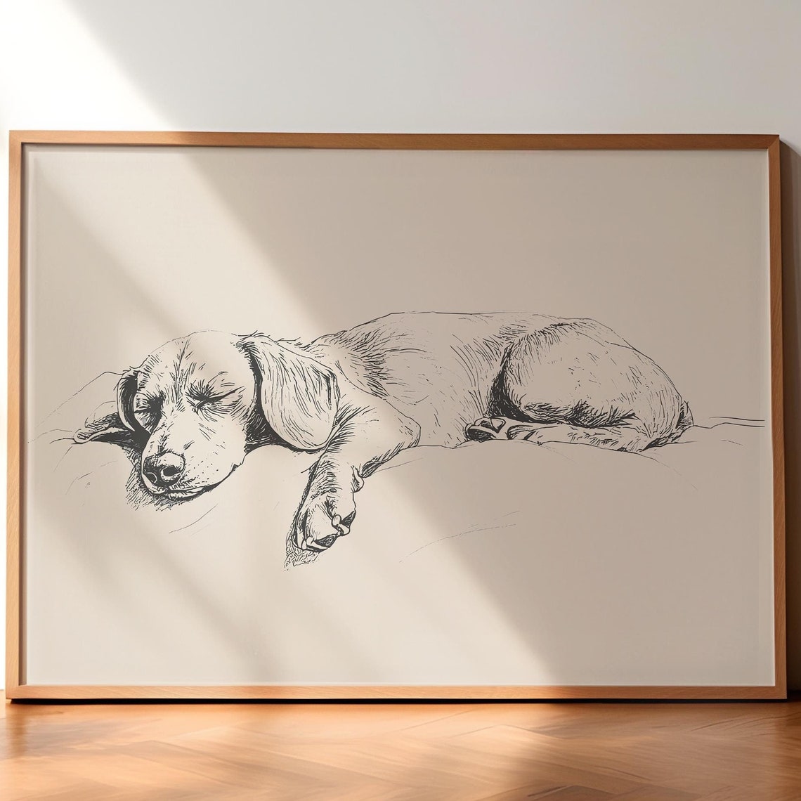 Sleeping Dachshund Print Dog Vintage Poster Dog Wall Art Antique Vintage Drawing Country Wall Art Farmhouse Painting Dog Art Sketch