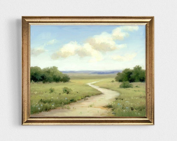 Wildflower Field Landscape, Minimalist Art Print