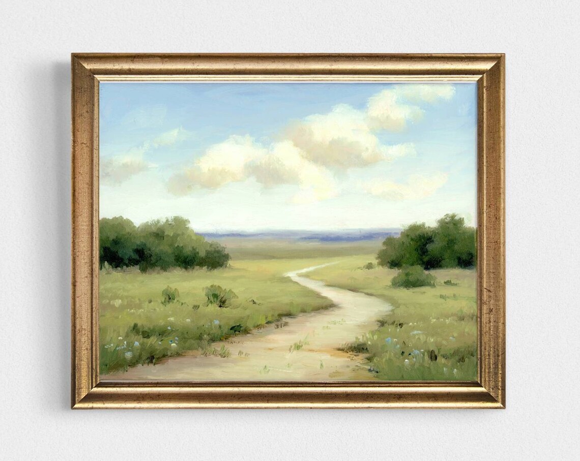 Wildflower Field Landscape, Minimalist Art Print