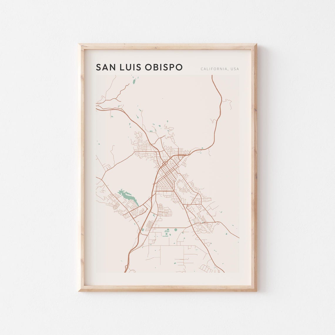San Luis Obispo California Minimalist City Street Map Poster