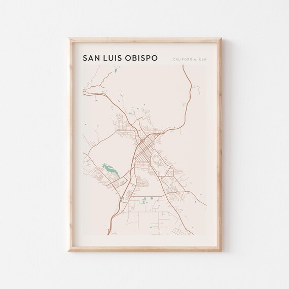 San Luis Obispo California Minimalist City Street Map Poster